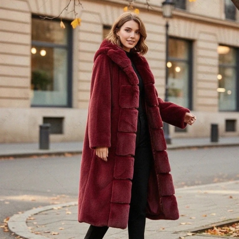 Chic Maroon Teddy Jacket - image 1